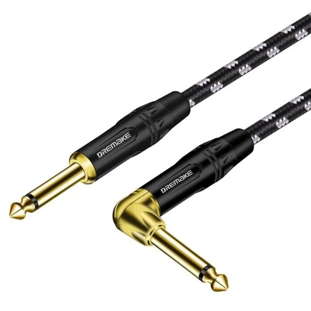 DREMAKE Gitarrenkabel – 1/4 Zoll gerades auf rechtwinkliges Instrumentenkabel – Professionelles E-Gitarrenkabel und Verstärkerkabel