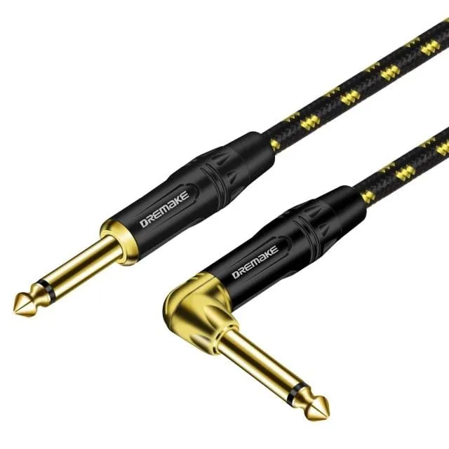 DREMAKE Gitarrenkabel – 1/4 Zoll gerades auf rechtwinkliges Instrumentenkabel – Professionelles E-Gitarrenkabel und Verstärkerkabel