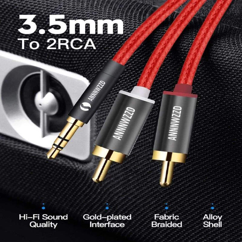 Cinch-Kabel, 3.5-mm-Buchse auf 2 Cinch-Aux-Kabel, 3.5 mm auf 2 Cinch-Adapter, Splitter-Audiokabel für TV-Box, Audio, Heimkino, Lautsprecherkabel