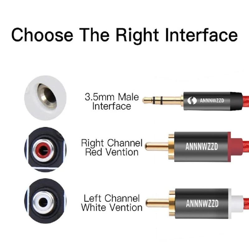 Cinch-Kabel, 3.5-mm-Buchse auf 2 Cinch-Aux-Kabel, 3.5 mm auf 2 Cinch-Adapter, Splitter-Audiokabel für TV-Box, Audio, Heimkino, Lautsprecherkabel