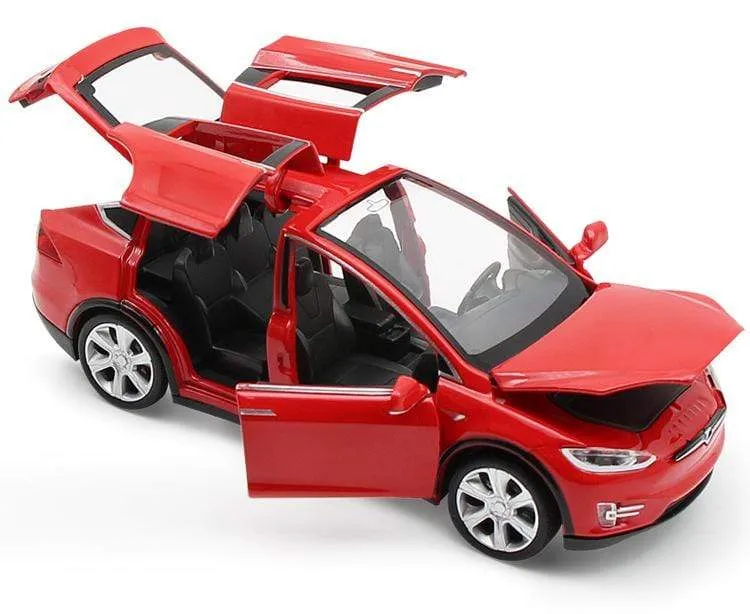 Diecast Modellautos 1:32 Legierung Tesla MODEL X Miniatur Maßstab Metall Fahrzeuge für Kinder Sammlung Jungen Geschenke Weihnachtsspielzeug