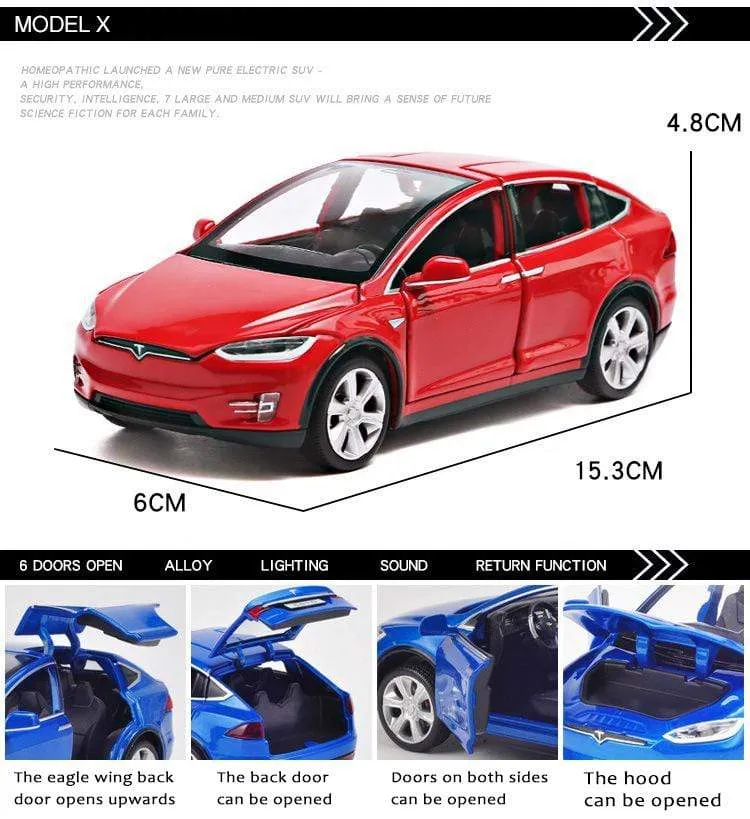 Diecast Modellautos 1:32 Legierung Tesla MODEL X Miniatur Maßstab Metall Fahrzeuge für Kinder Sammlung Jungen Geschenke Weihnachtsspielzeug