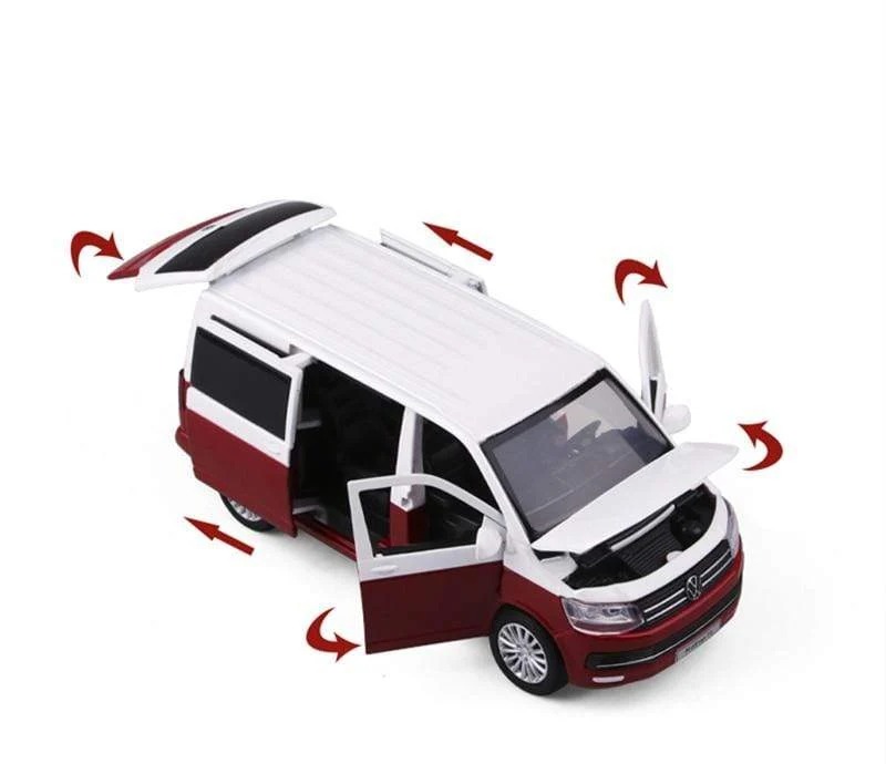 1:32 Zinklegierungsbus Volkswagen Multivan T6 Legierungsautomodell Druckguss MPV-Automodell Sound- und Lichtsimulation Kinderspielzeuggeschenk