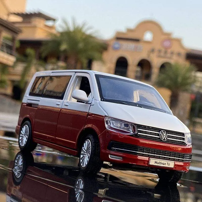 1:32 Zinklegierungsbus Volkswagen Multivan T6 Legierungsautomodell Druckguss MPV-Automodell Sound- und Lichtsimulation Kinderspielzeuggeschenk