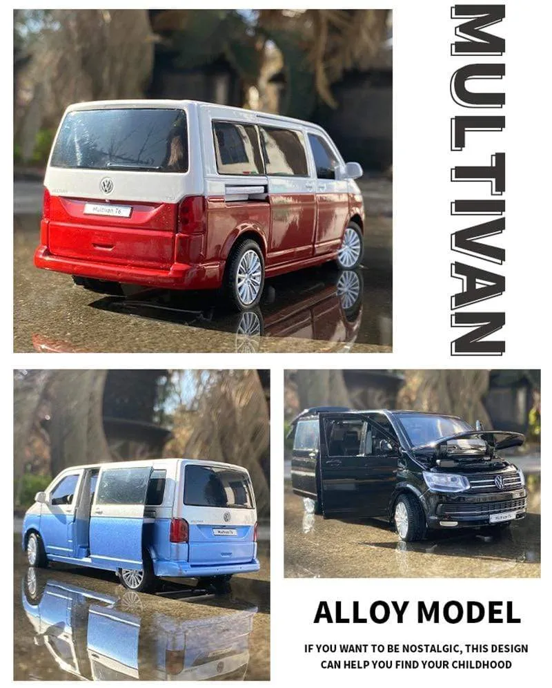 1:32 Zinklegierungsbus Volkswagen Multivan T6 Legierungsautomodell Druckguss MPV-Automodell Sound- und Lichtsimulation Kinderspielzeuggeschenk