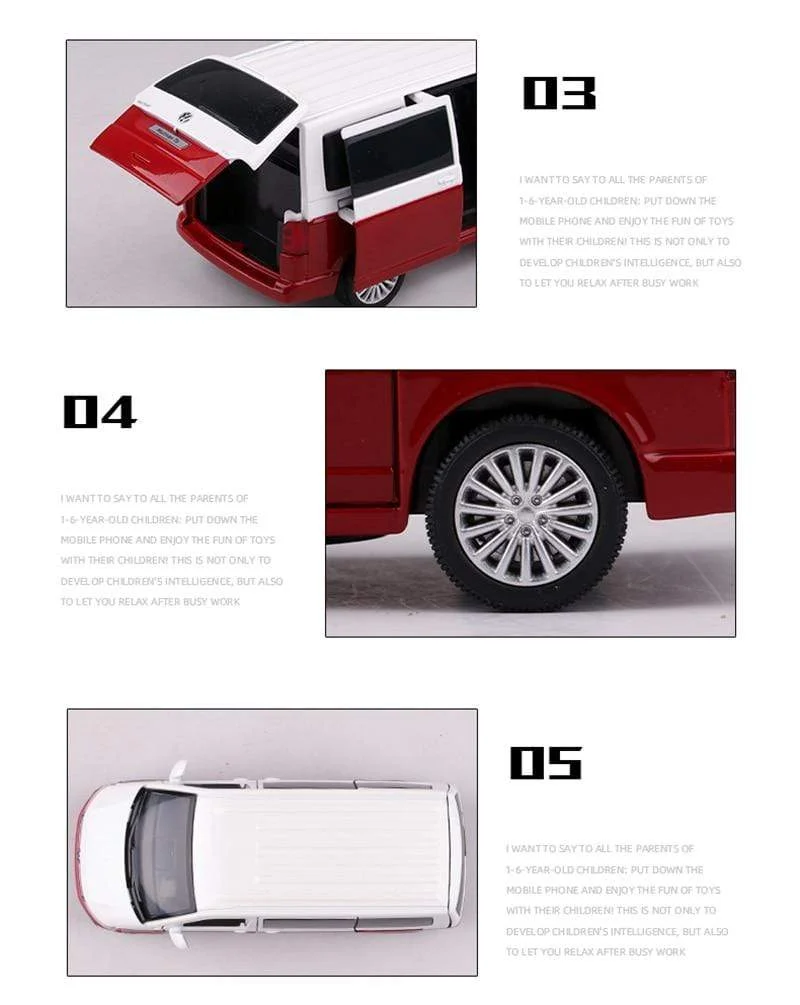 1:32 Zinklegierungsbus Volkswagen Multivan T6 Legierungsautomodell Druckguss MPV-Automodell Sound- und Lichtsimulation Kinderspielzeuggeschenk