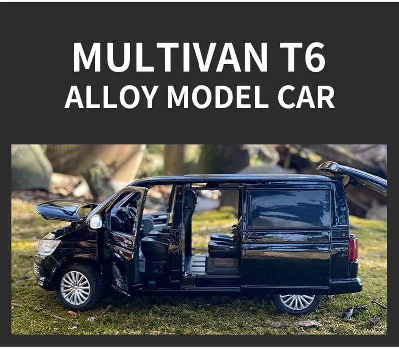 1:32 Zinklegierungsbus Volkswagen Multivan T6 Legierungsautomodell Druckguss MPV-Automodell Sound- und Lichtsimulation Kinderspielzeuggeschenk