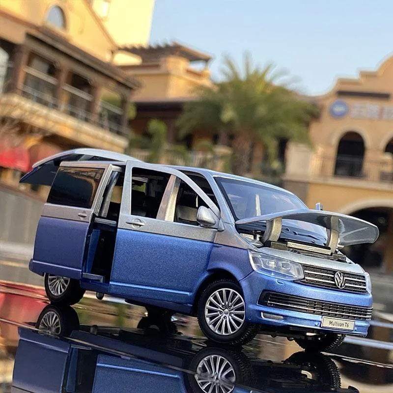 1:32 Zinklegierungsbus Volkswagen Multivan T6 Legierungsautomodell Druckguss MPV-Automodell Sound- und Lichtsimulation Kinderspielzeuggeschenk