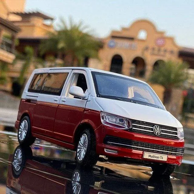 1:32 Zinklegierungsbus Volkswagen Multivan T6 Legierungsautomodell Druckguss MPV-Automodell Sound- und Lichtsimulation Kinderspielzeuggeschenk