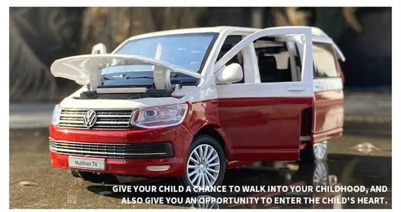 1:32 Zinklegierungsbus Volkswagen Multivan T6 Legierungsautomodell Druckguss MPV-Automodell Sound- und Lichtsimulation Kinderspielzeuggeschenk