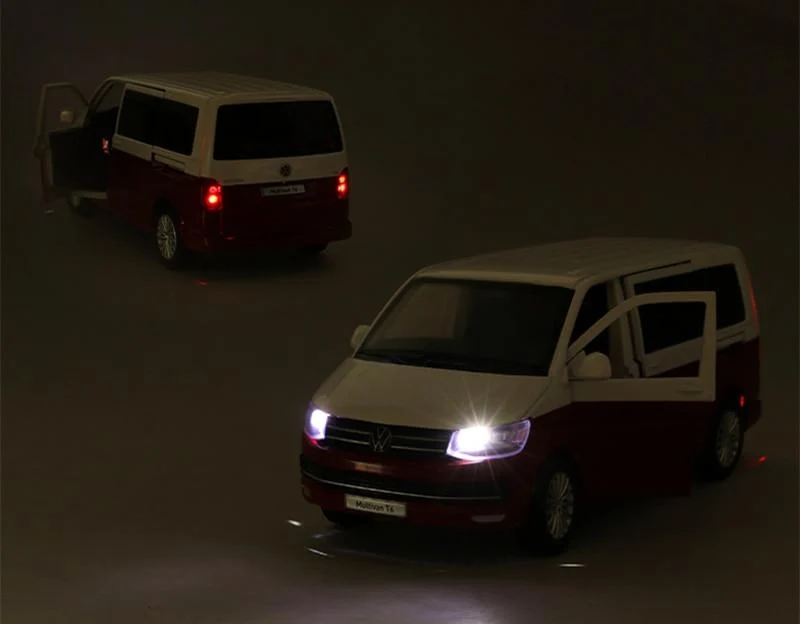 1:32 Zinklegierungsbus Volkswagen Multivan T6 Legierungsautomodell Druckguss MPV-Automodell Sound- und Lichtsimulation Kinderspielzeuggeschenk