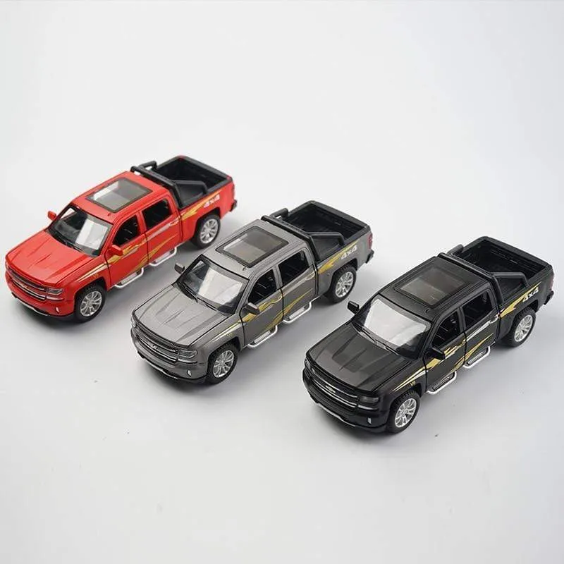 1:32 Chevrolet Silverado Pika Legierung Automodell Druckguss Spielzeugfahrzeug 6 offene Türen mit Ton/Licht/Pull-back-Spielzeug für Kinder
