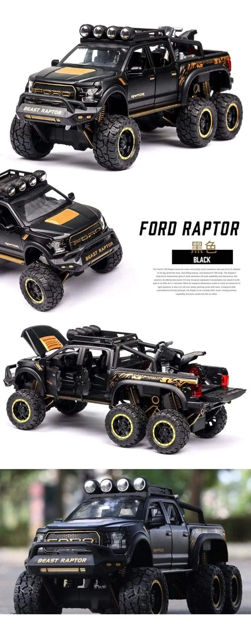 1/28 Ford Raptor F150 Legierung Auto Modifiziertes Geländewagen Modell Diecast & Spielzeug Fahrzeuge Metall Auto Modell Sammlung Kinder Spielzeug Geschenk