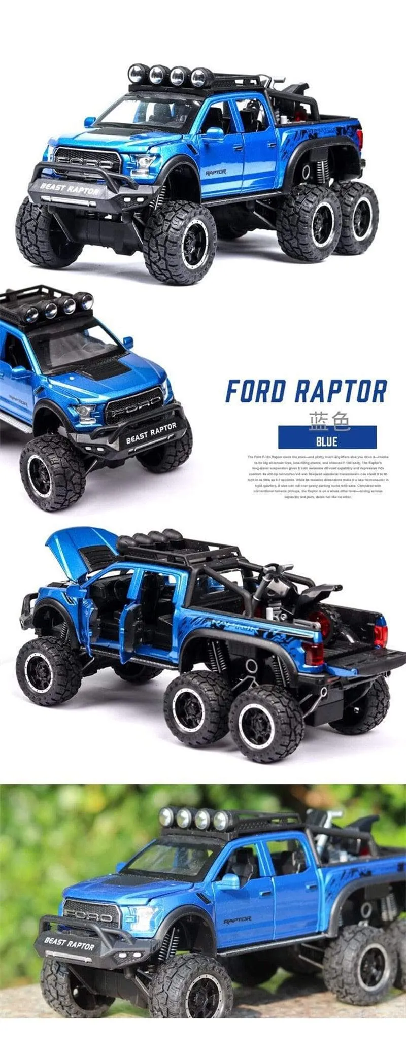1/28 Ford Raptor F150 Legierung Auto Modifiziertes Geländewagen Modell Diecast & Spielzeug Fahrzeuge Metall Auto Modell Sammlung Kinder Spielzeug Geschenk