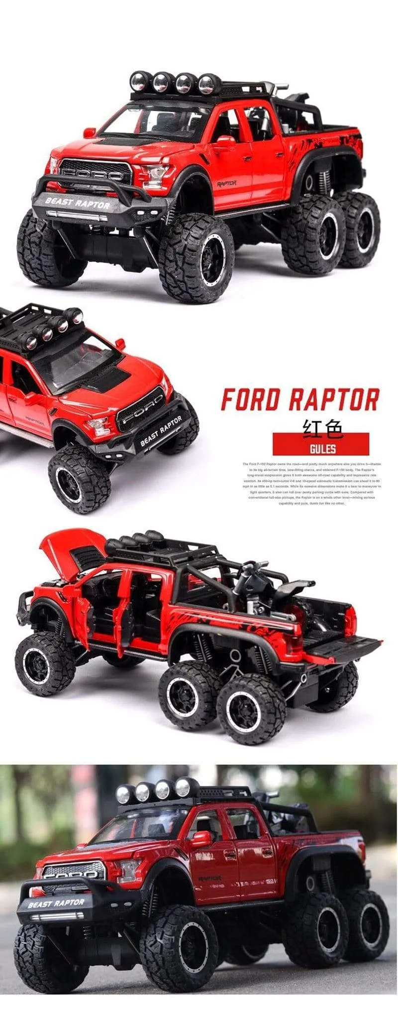 1/28 Ford Raptor F150 Legierung Auto Modifiziertes Geländewagen Modell Diecast & Spielzeug Fahrzeuge Metall Auto Modell Sammlung Kinder Spielzeug Geschenk