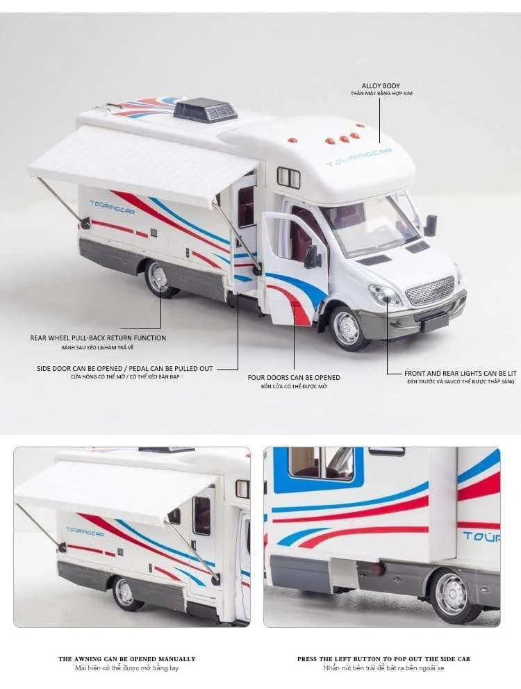 Sprinter im Maßstab 1:32, Luxus-Wohnmobil, Freizeitfahrzeug, Wohnmobil, Anhänger, Wohnwagen, Legierungsmetall-Druckguss-Automodell, Babyspielzeug-Kollektion