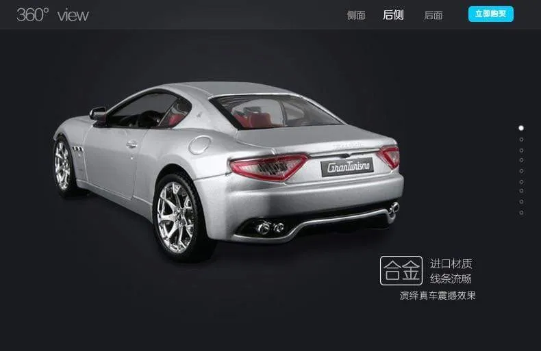 1:24 2008 Maserati GranTurismo Rennwagen aus Legierung, Luxusfahrzeug aus Druckguss, Pullback-Autos, Modell, Spielzeugsammlung, Geschenk