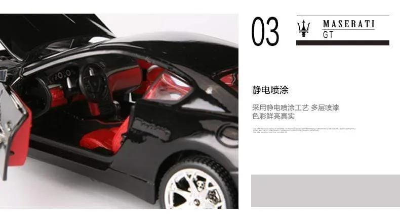1:24 2008 Maserati GranTurismo Rennwagen aus Legierung, Luxusfahrzeug aus Druckguss, Pullback-Autos, Modell, Spielzeugsammlung, Geschenk