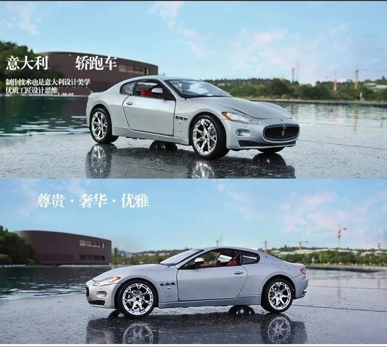1:24 2008 Maserati GranTurismo Rennwagen aus Legierung, Luxusfahrzeug aus Druckguss, Pullback-Autos, Modell, Spielzeugsammlung, Geschenk
