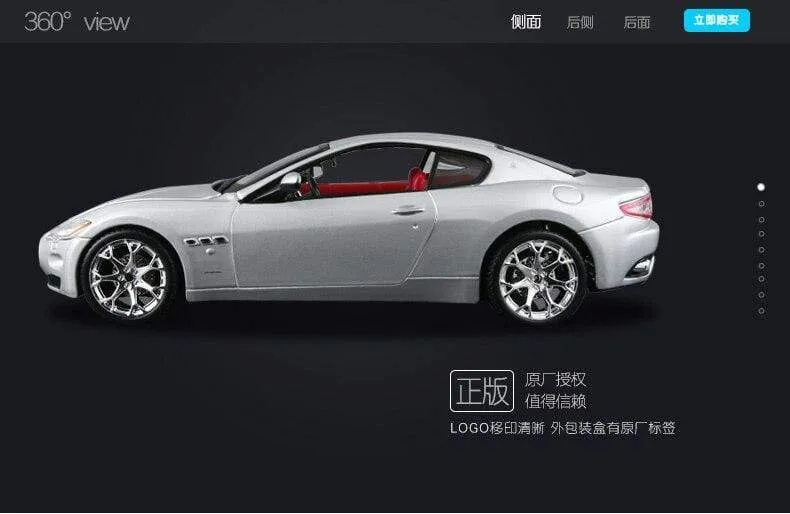 1:24 2008 Maserati GranTurismo Rennwagen aus Legierung, Luxusfahrzeug aus Druckguss, Pullback-Autos, Modell, Spielzeugsammlung, Geschenk