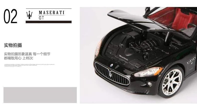 1:24 2008 Maserati GranTurismo Rennwagen aus Legierung, Luxusfahrzeug aus Druckguss, Pullback-Autos, Modell, Spielzeugsammlung, Geschenk