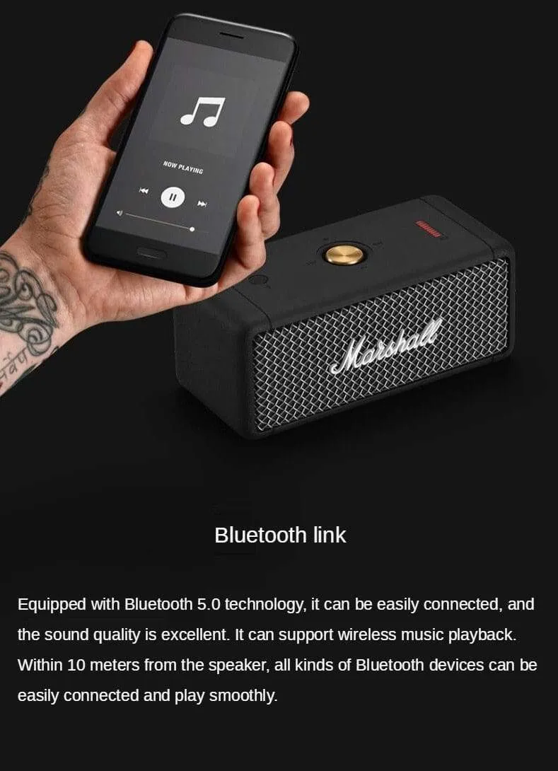 MARSHALL EMBERTON Original Drahtlose Bluetooth Lautsprecher IPX7 Wasserdicht Sport Lautsprecher Stereo Bass Sound Outdoor Tragbare Lautsprecher