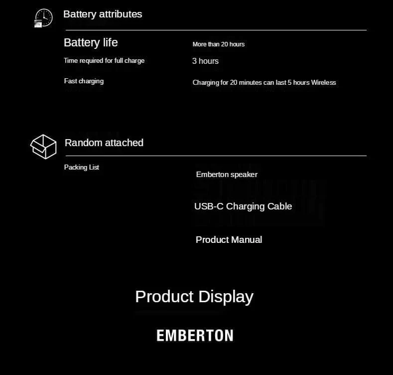 MARSHALL EMBERTON Original Drahtlose Bluetooth Lautsprecher IPX7 Wasserdicht Sport Lautsprecher Stereo Bass Sound Outdoor Tragbare Lautsprecher