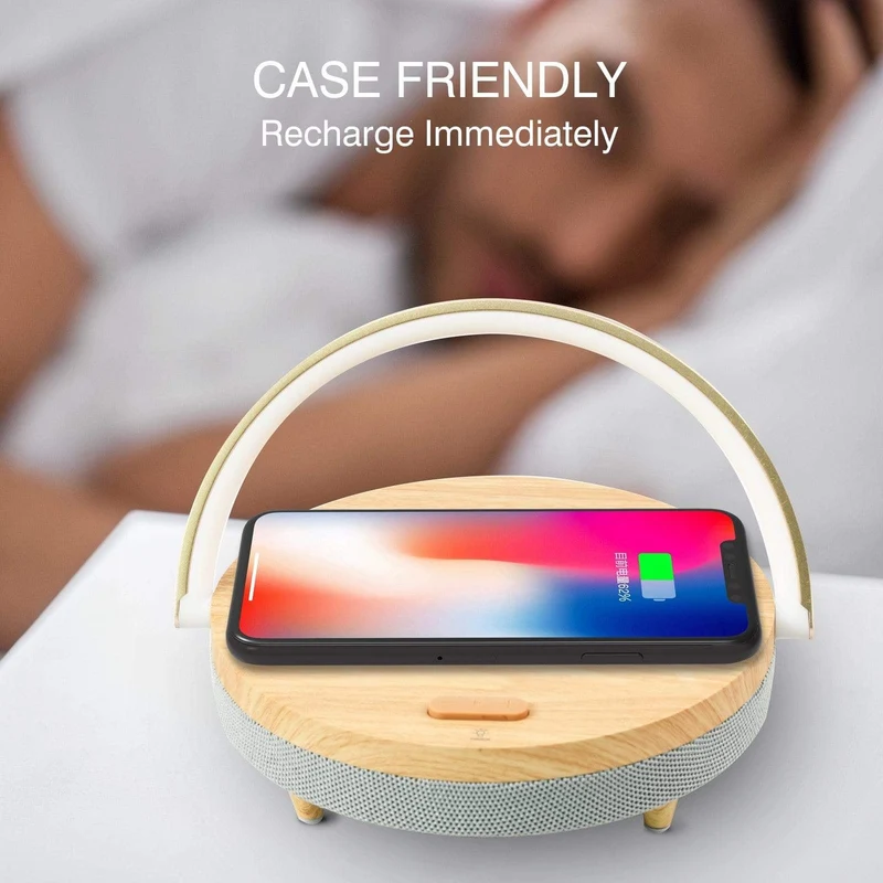 S21 Pro Bluetooth Lautsprecher Holz Drahtlose Ladegeräte LED Lampe für iPhone 13 13Pro 12 Halter 15W Hochleistungs-Schnellladeständer