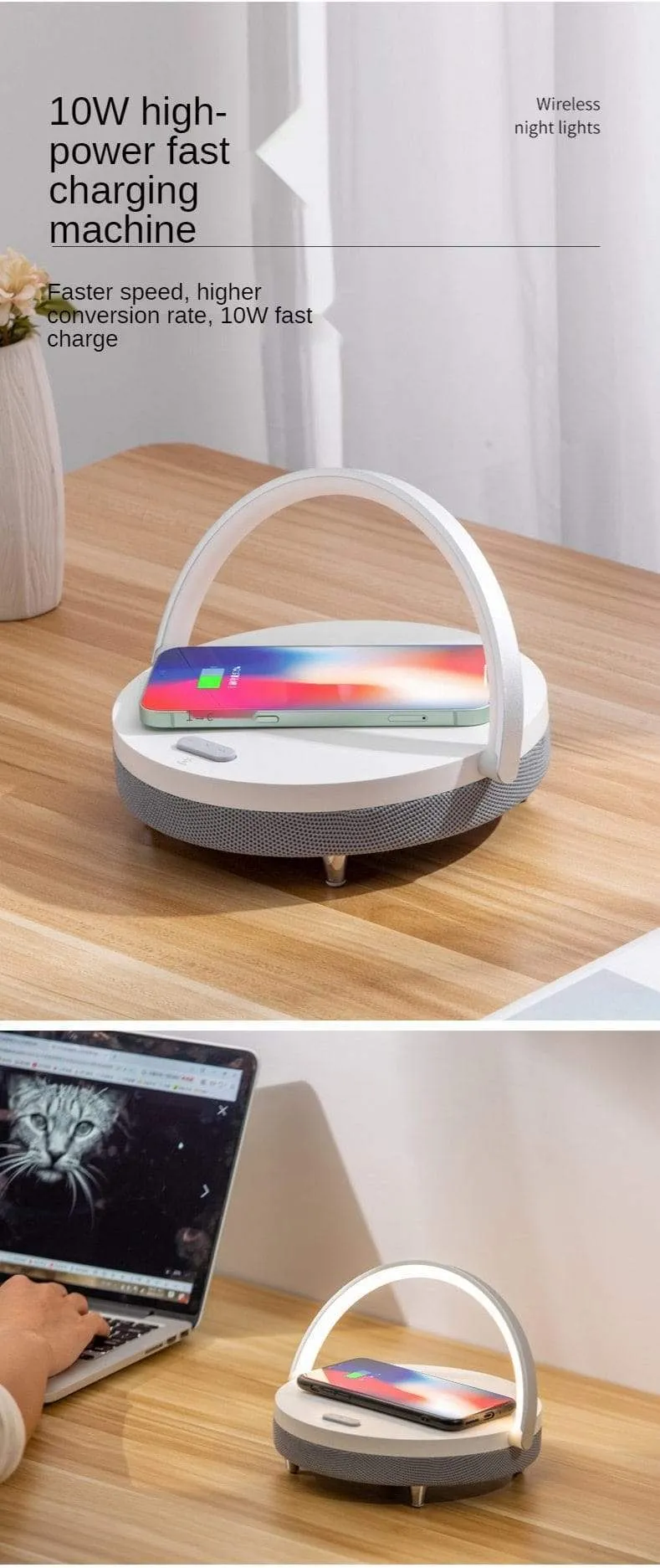 S21 Pro Bluetooth Lautsprecher Holz Drahtlose Ladegeräte LED Lampe für iPhone 13 13Pro 12 Halter 15W Hochleistungs-Schnellladeständer