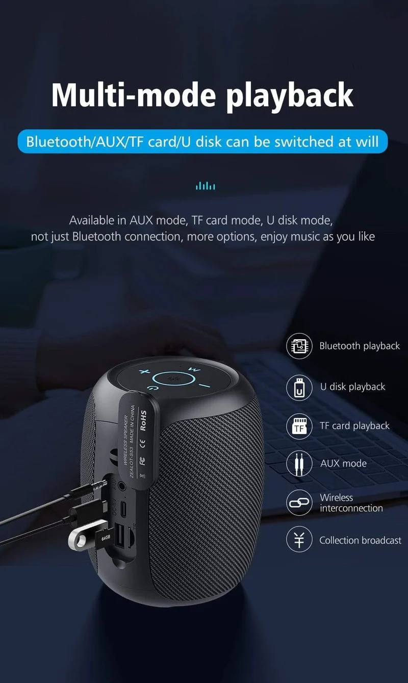 Zealot S53 Tragbare Drahtlose Lautsprecher Bluetooth Spalte Wasserdicht HIFI Verlustfreie Klangqualität Stereo Subwoofer Lautsprecher