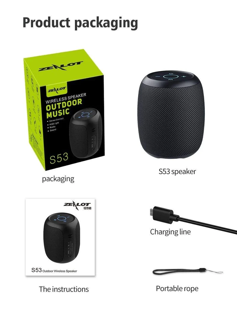 Zealot S53 Tragbare Drahtlose Lautsprecher Bluetooth Spalte Wasserdicht HIFI Verlustfreie Klangqualität Stereo Subwoofer Lautsprecher
