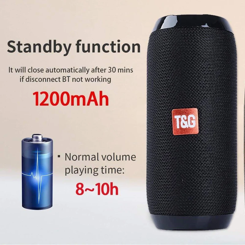 Tragbarer Bluetooth-Lautsprecher, kabelloser Bass-Subwoofer, wasserdichte Außenlautsprecher, Boombox, AUX, TF, USB-Stereo-Lautsprecher, Musikbox