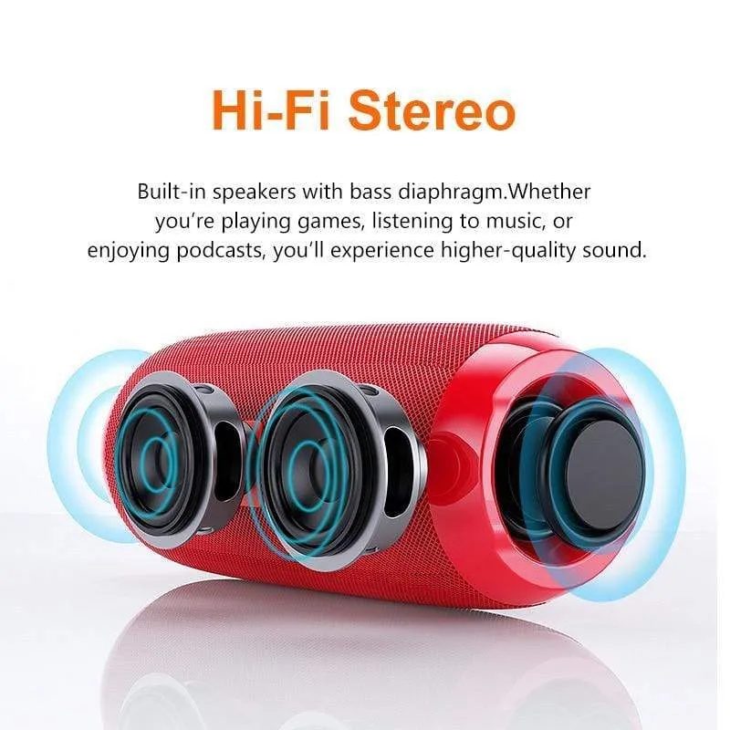 Tragbarer Bluetooth-Lautsprecher, kabelloser Bass-Subwoofer, wasserdichte Außenlautsprecher, Boombox, AUX, TF, USB-Stereo-Lautsprecher, Musikbox