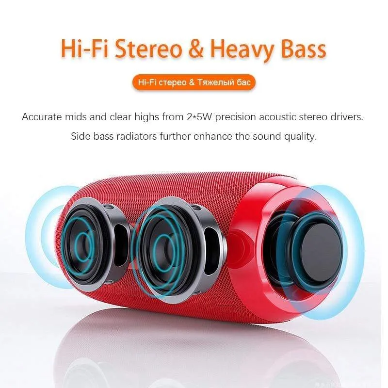 Tragbarer Bluetooth-Lautsprecher, kabelloser Bass-Subwoofer, wasserdichte Außenlautsprecher, Boombox, AUX, TF, USB-Stereo-Lautsprecher, Musikbox