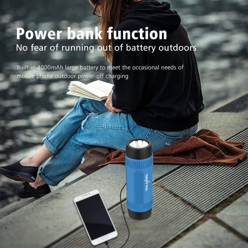 Zealot S1 Tragbarer Bluetooth-Lautsprecher, kabelloser Fahrrad-Lautsprecher + FM-Radio, wasserdichter Outdoor-Boombox, unterstützt TF-Karte, AUX, Taschenlampe
