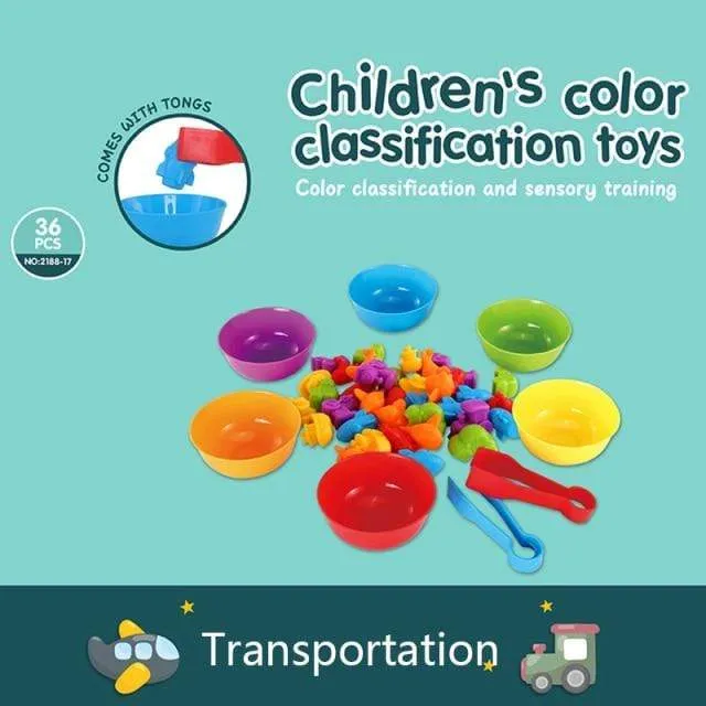 Kinderspiel Farbsortierspielzeug Montessori Zählen Kinderspielzeug Pädagogisches Lernspielzeug Baby Feinmotorikspielzeug Für Kinder 2-4 Jahre