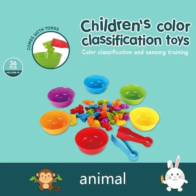 Kinderspiel Farbsortierspielzeug Montessori Zählen Kinderspielzeug Pädagogisches Lernspielzeug Baby Feinmotorikspielzeug Für Kinder 2-4 Jahre