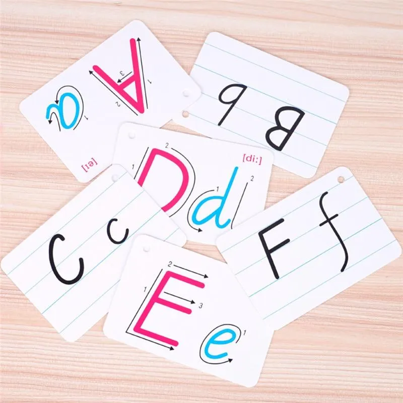 26 Buchstaben Englisch Flash Card Alphabet Letter Board Handschriftlich Mit Schnalle Montessori Lernspielzeug Für Kinder Englisch lernen