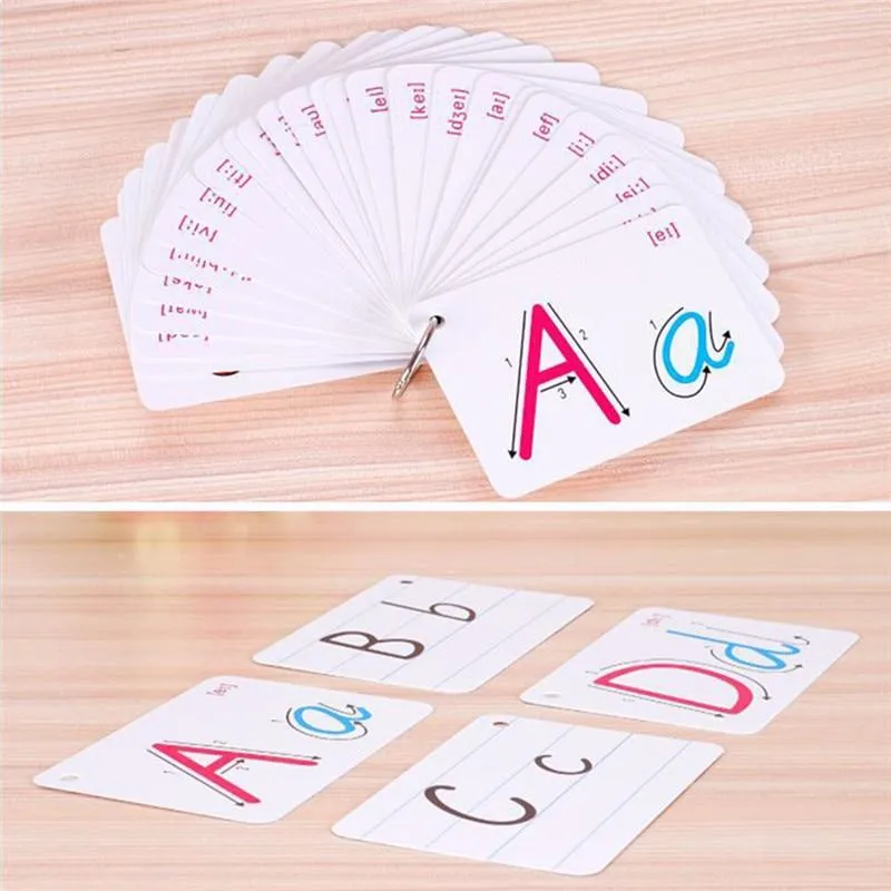 26 Buchstaben Englisch Flash Card Alphabet Letter Board Handschriftlich Mit Schnalle Montessori Lernspielzeug Für Kinder Englisch lernen