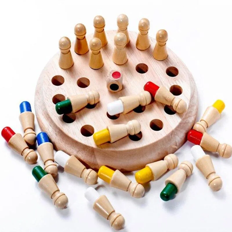 Kinder Holz Memory Match Stick Schachspiel Spaß Block Brettspiel Pädagogische Farbe Kognitive Fähigkeit Spielzeug Für Kinder