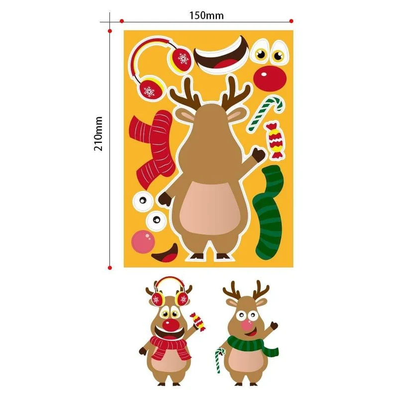 Aufkleber Puzzle Spiele Kinder DIY Make-a-Gericht Weihnachtsmann Schneemann Elch Ankleidepuzzles Kinder Bildung Spielzeug Spiele Selbstklebend