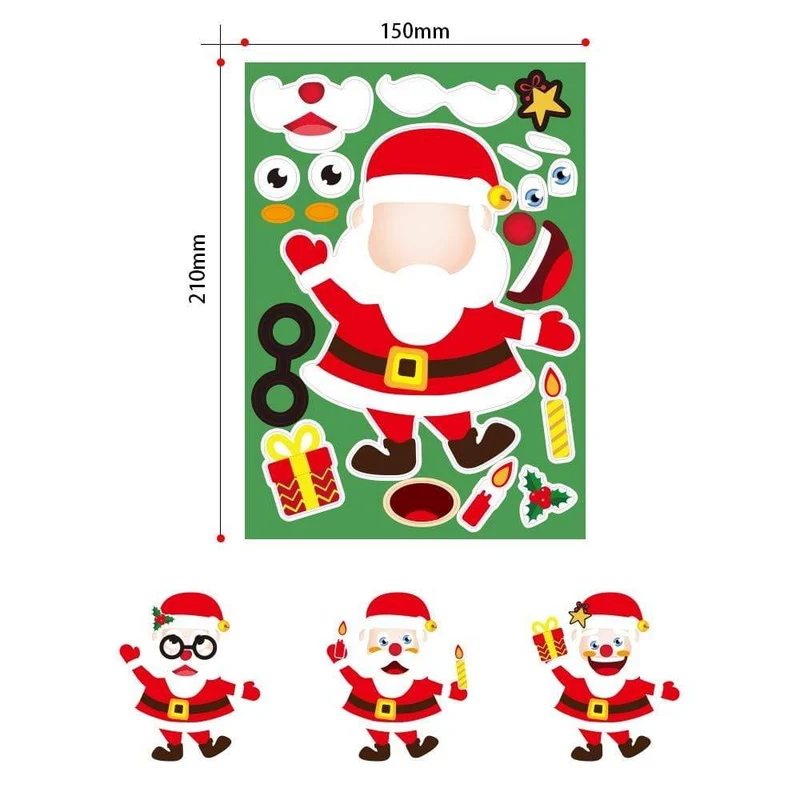 Aufkleber Puzzle Spiele Kinder DIY Make-a-Gericht Weihnachtsmann Schneemann Elch Ankleidepuzzles Kinder Bildung Spielzeug Spiele Selbstklebend