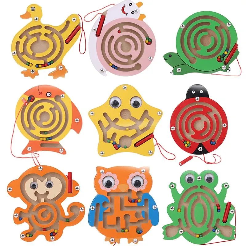 Magnetisches Labyrinth-Spielzeug für Kinder, Holzpuzzle-Spielzeug für Kinder, frühes pädagogisches Denkspiel, Holzspielzeug, geistiges Puzzlebrett
