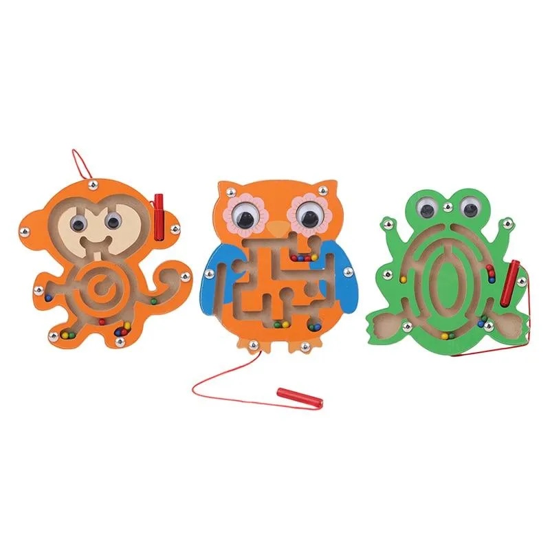 Magnetisches Labyrinth-Spielzeug für Kinder, Holzpuzzle-Spielzeug für Kinder, frühes pädagogisches Denkspiel, Holzspielzeug, geistiges Puzzlebrett