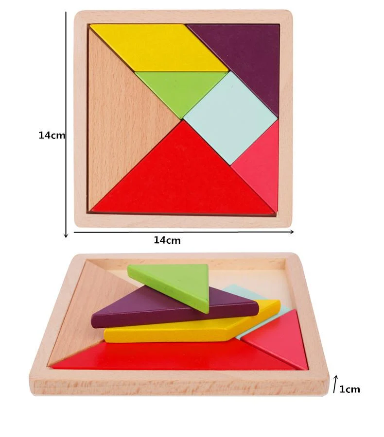 Buntes 3D-Puzzle-Tangram-Mathe-Spielzeug aus Holz Tetris-Spiel Kinder Vorschule Magination Intellektuelles Lernspielzeug für Kinder