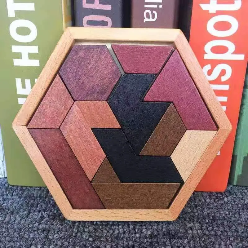 Buntes 3D-Puzzle-Tangram-Mathe-Spielzeug aus Holz Tetris-Spiel Kinder Vorschule Magination Intellektuelles Lernspielzeug für Kinder
