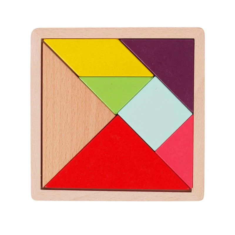 Buntes 3D-Puzzle-Tangram-Mathe-Spielzeug aus Holz Tetris-Spiel Kinder Vorschule Magination Intellektuelles Lernspielzeug für Kinder