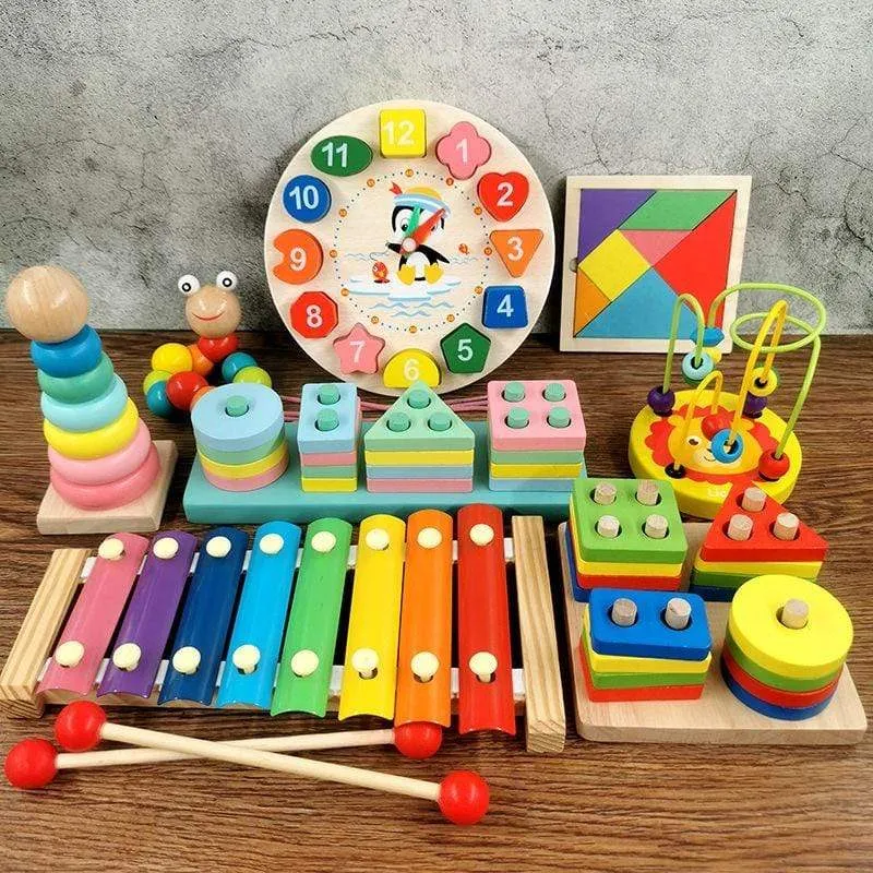 Montessori Holz 3D Pädagogisches Spielzeug Kinder Lernen Baby Farbe Holz Kinder Frühen Unterrichten Weihnachten Geschenke Puzzle Spielzeug