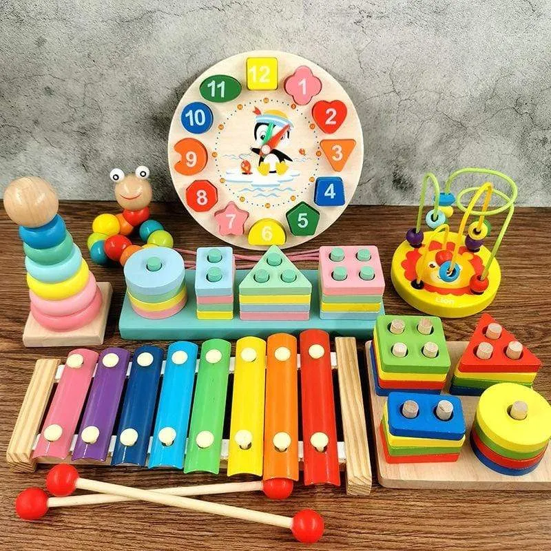 Montessori Holz 3D Pädagogisches Spielzeug Kinder Lernen Baby Farbe Holz Kinder Frühen Unterrichten Weihnachten Geschenke Puzzle Spielzeug