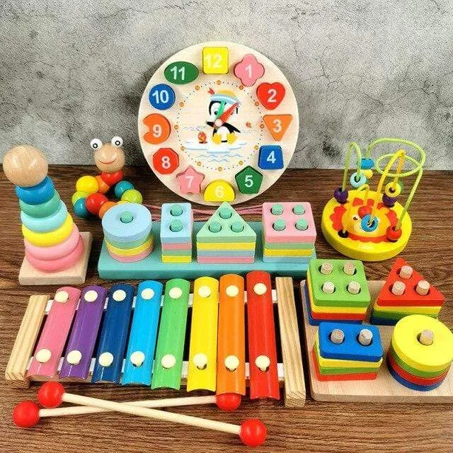 Montessori Holz 3D Pädagogisches Spielzeug Kinder Lernen Baby Farbe Holz Kinder Frühen Unterrichten Weihnachten Geschenke Puzzle Spielzeug